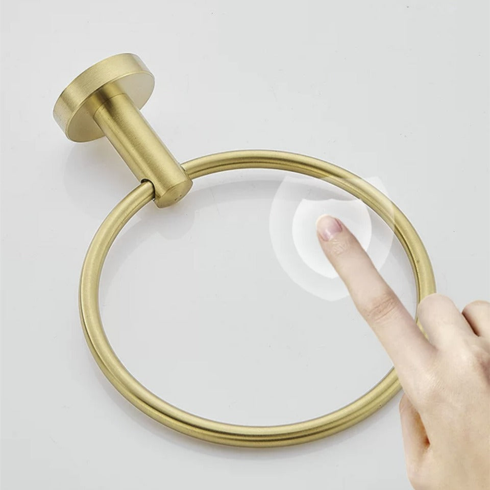 Towel Ring Black/Brushed Gold Stainless Steel Wall Hanging