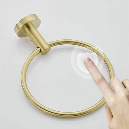 Towel Ring Black/Brushed Gold Stainless Steel Wall Hanging