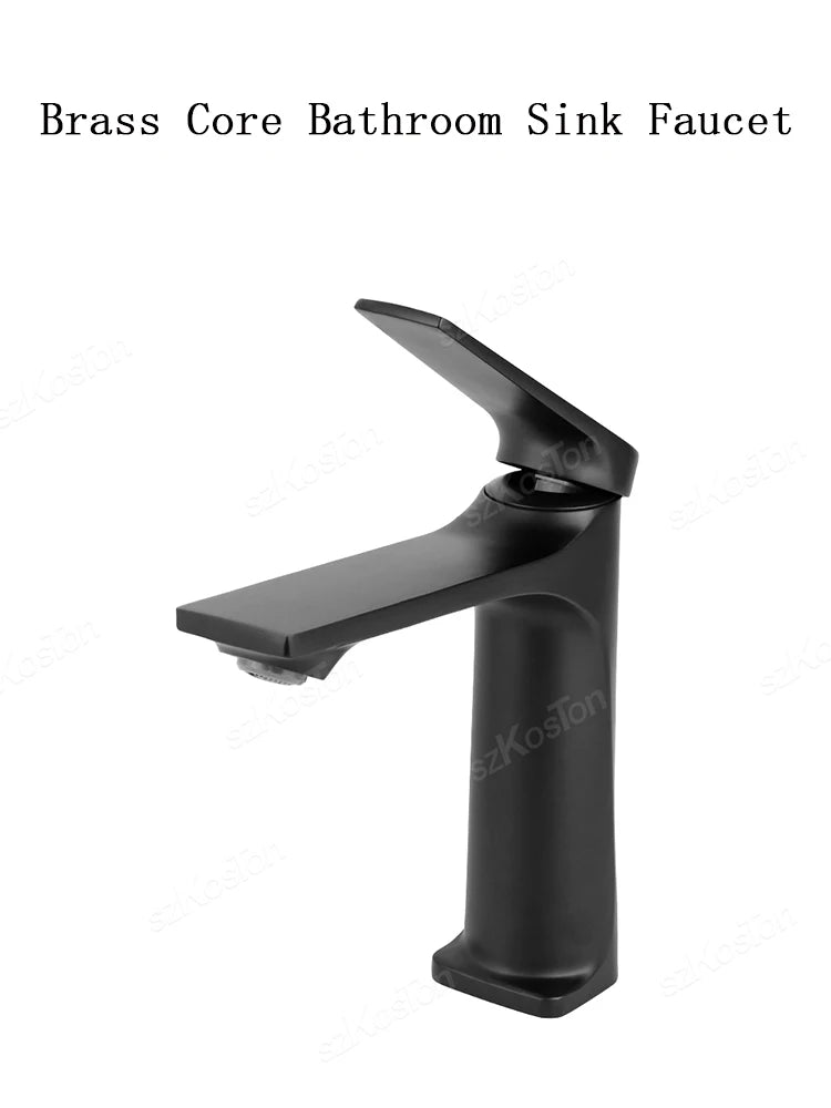 Brass Core Modern Bathroom Sink Faucet Handle Deck