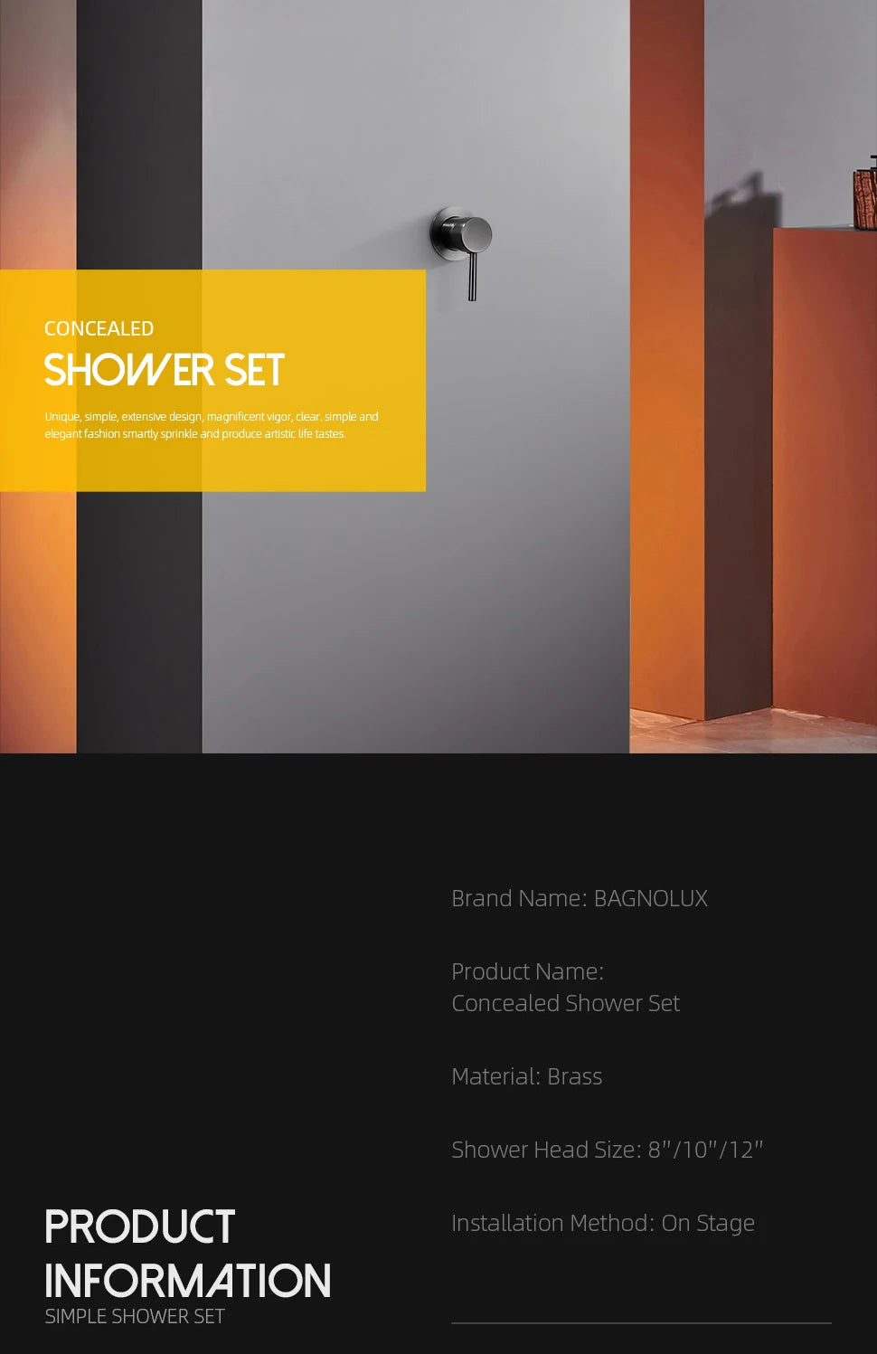 Bathroom Faucet Gunmetal Shower Faucet Wall Mounted 8/10/12