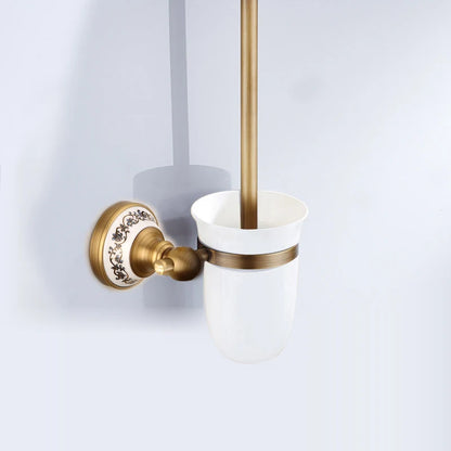 Antique Brushed Solid Brass Bathroom Sets European Porcelain
