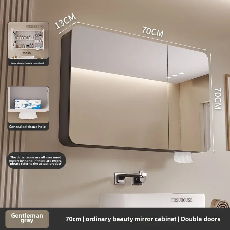 Arc-Shaped Smart Bathroom Mirror Cabinet Wall-Mounted Bathroom