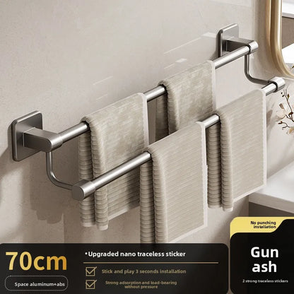 Adhesive Towel Rack 30-80cm Adjustable No Drill Bathroom