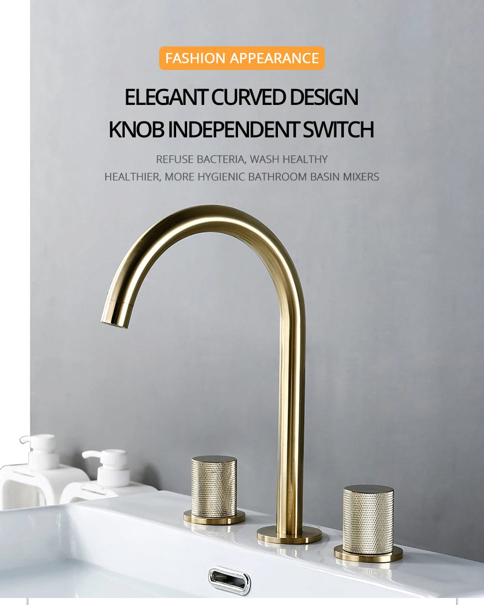 Basin Faucet Cold Tap Bathroom Knurled Double Handle
