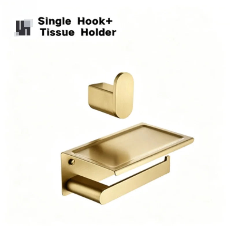 Brushed Gold Bathroom Toilet Brush Holder Toilet Paper