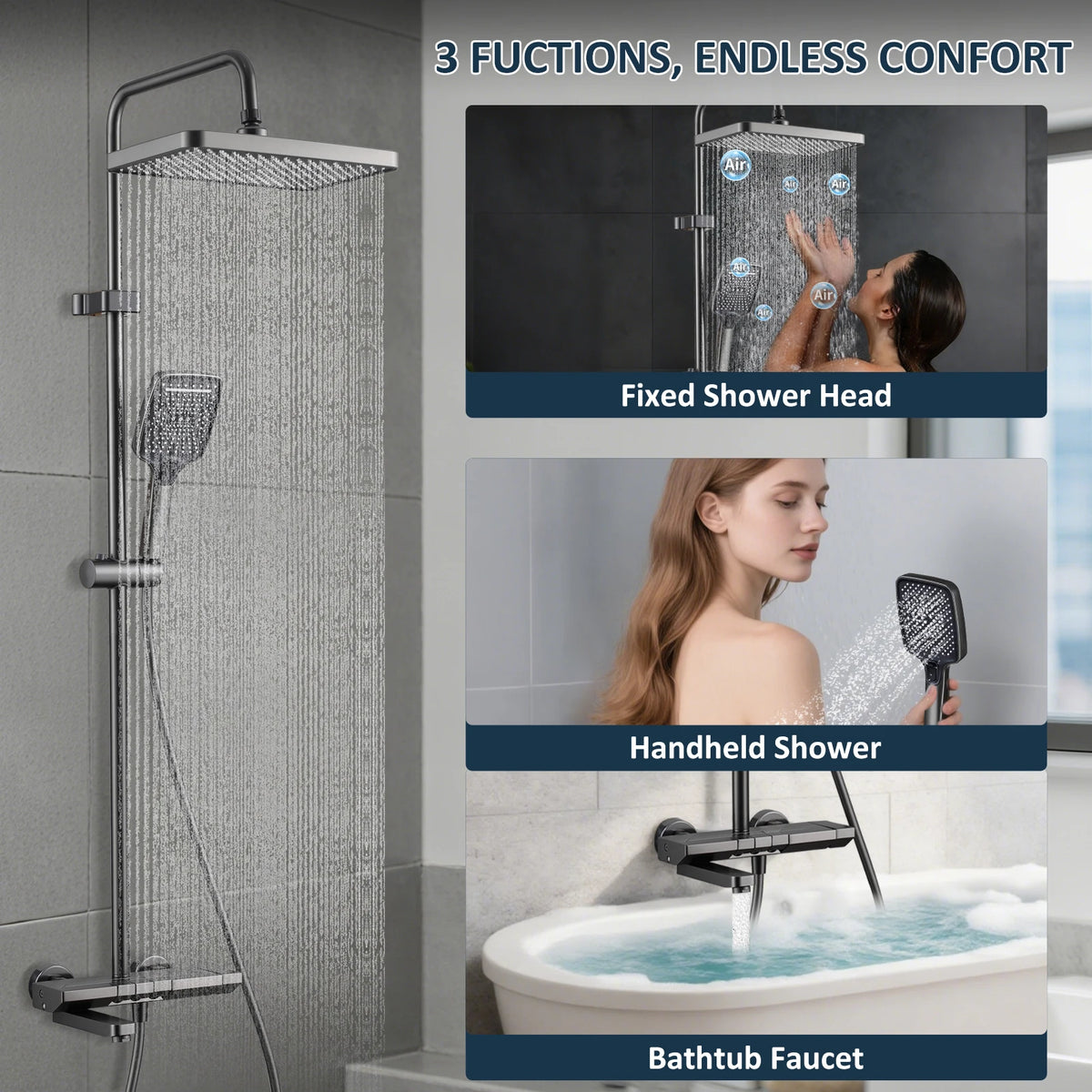 Bathroom Faucet Foldable Spout 180 Swivel Spout Showerhead