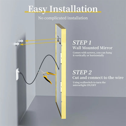 Luvodi Illuminated Bathroom Mirror Gold Frame Wall Mounted