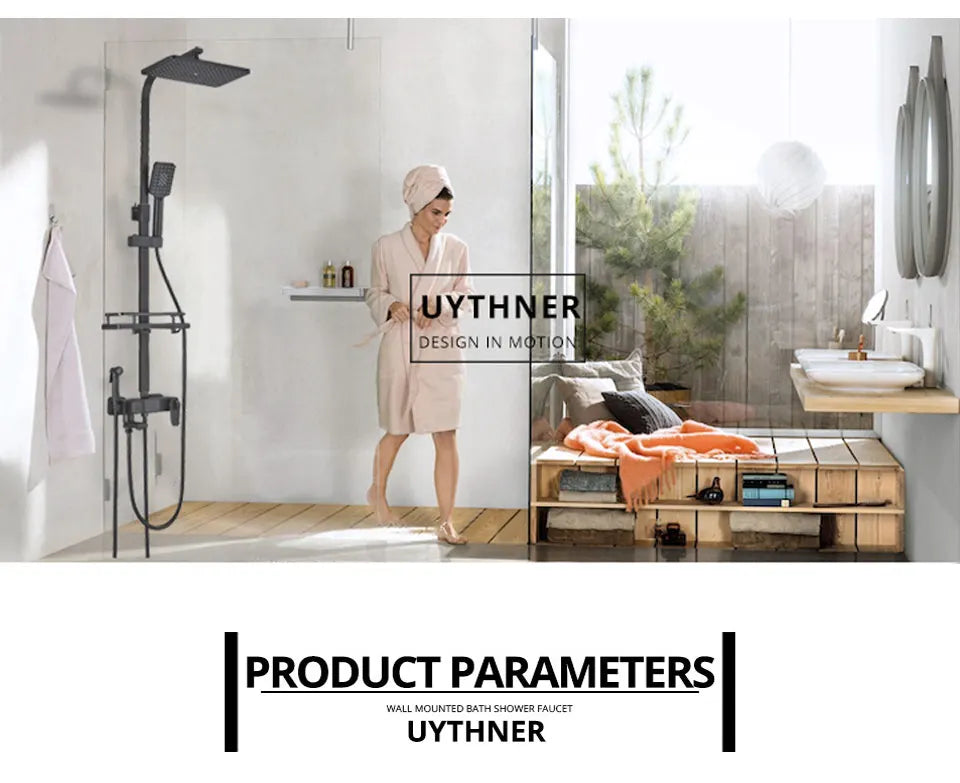 Bath Thermostatic Digital Display Shower Faucet Rain Shower