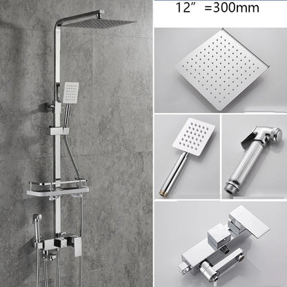 Sinlaku Rainfall Bathroom Shower Faucet Rack Shelf Bathtub