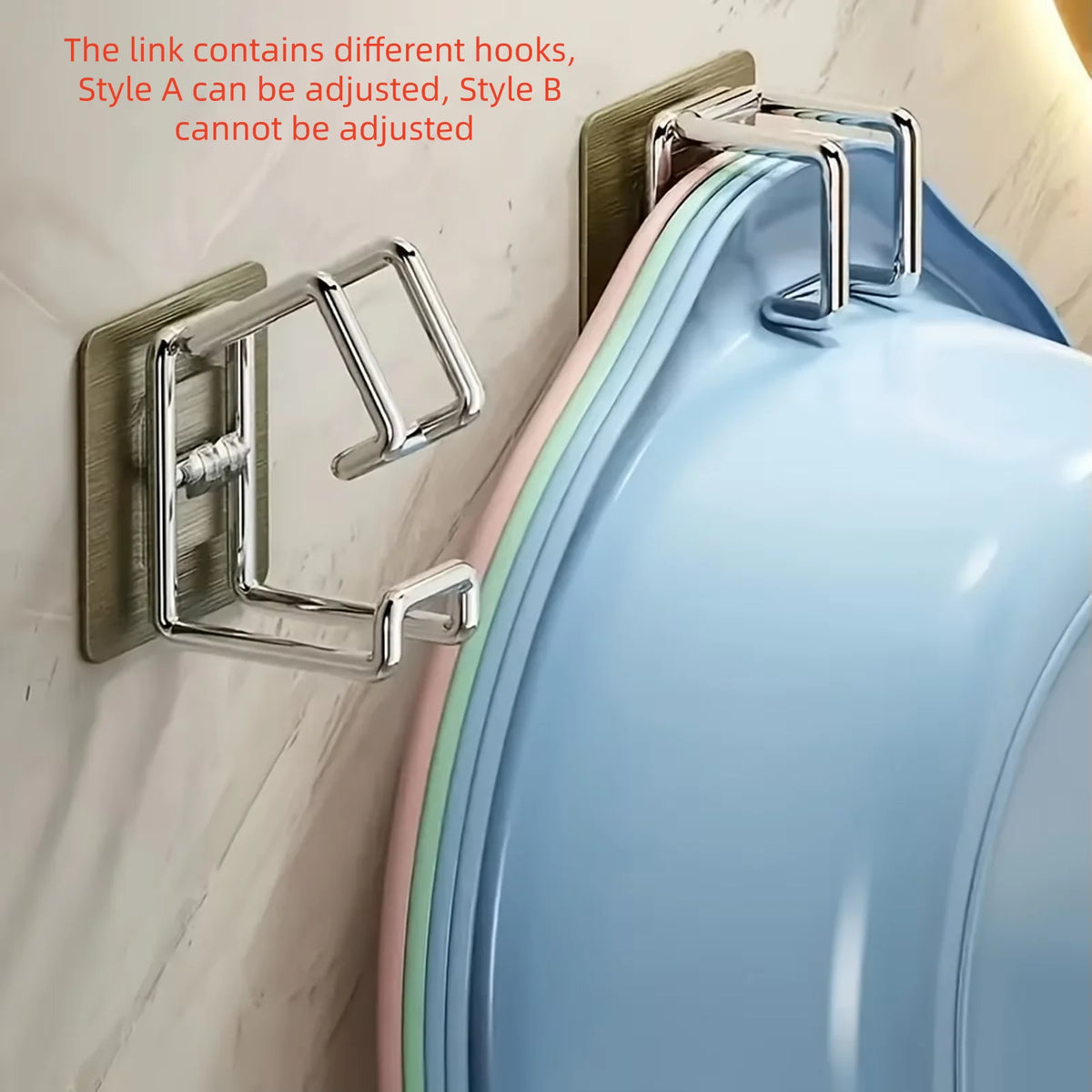 1/2/4/6pcs Stainless Steel Washbasin Hook Punch-Free Bathroom