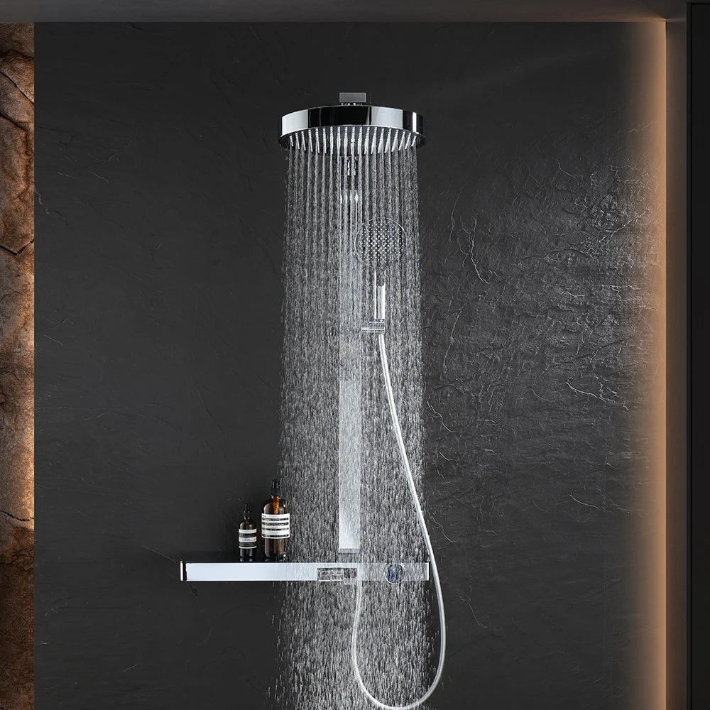 Chrome Digital Piano Bathroom Shower 12 Inch Round