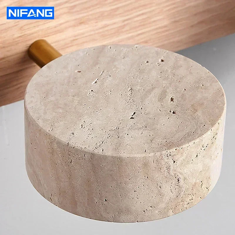 Nordic Travertine Stone Wall Lamps Rotatable Mirror Light