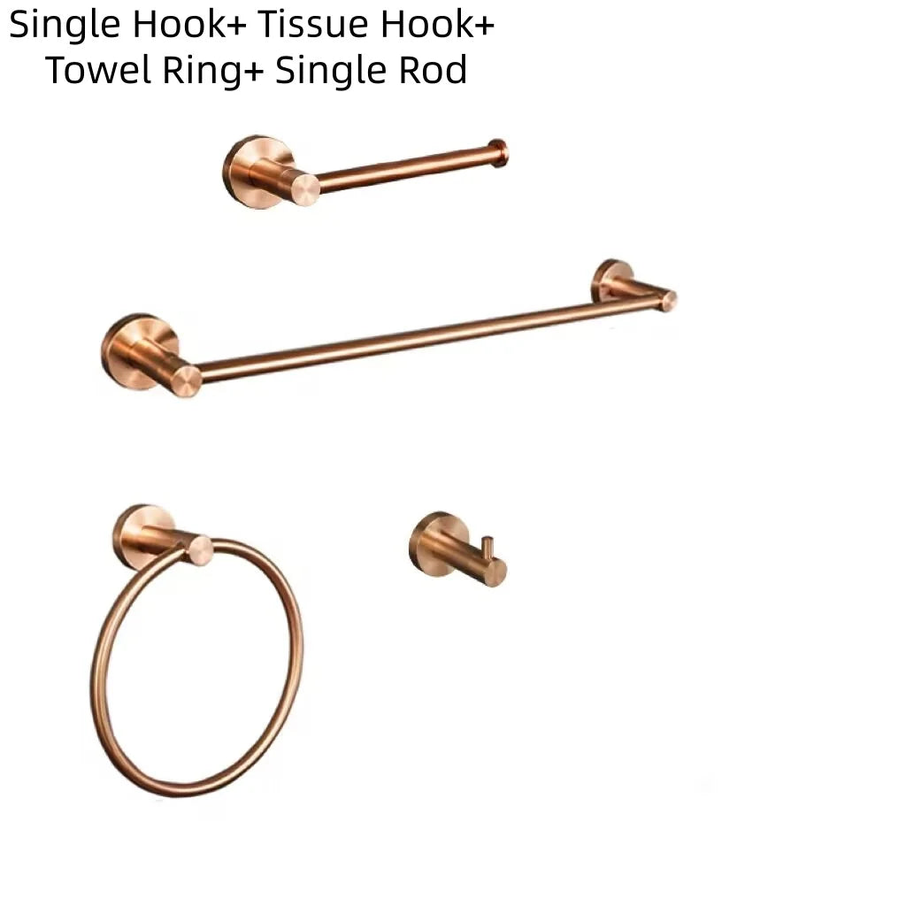 Brushed Rose Gold Bathroom Towel Rack Tissue Rack
