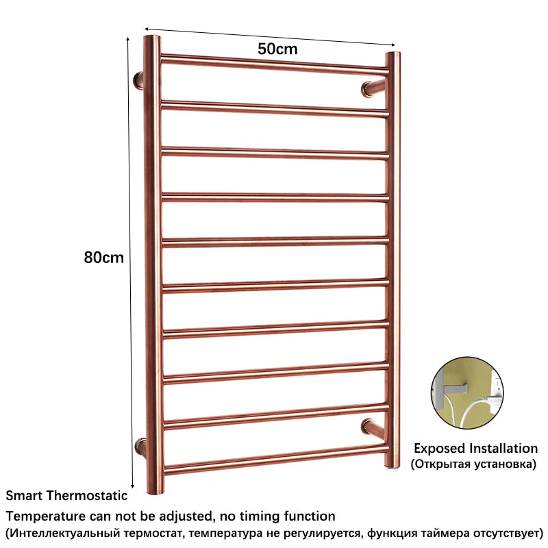 Bathroom Electric Heated Towel Rail Gold Smart Touch
