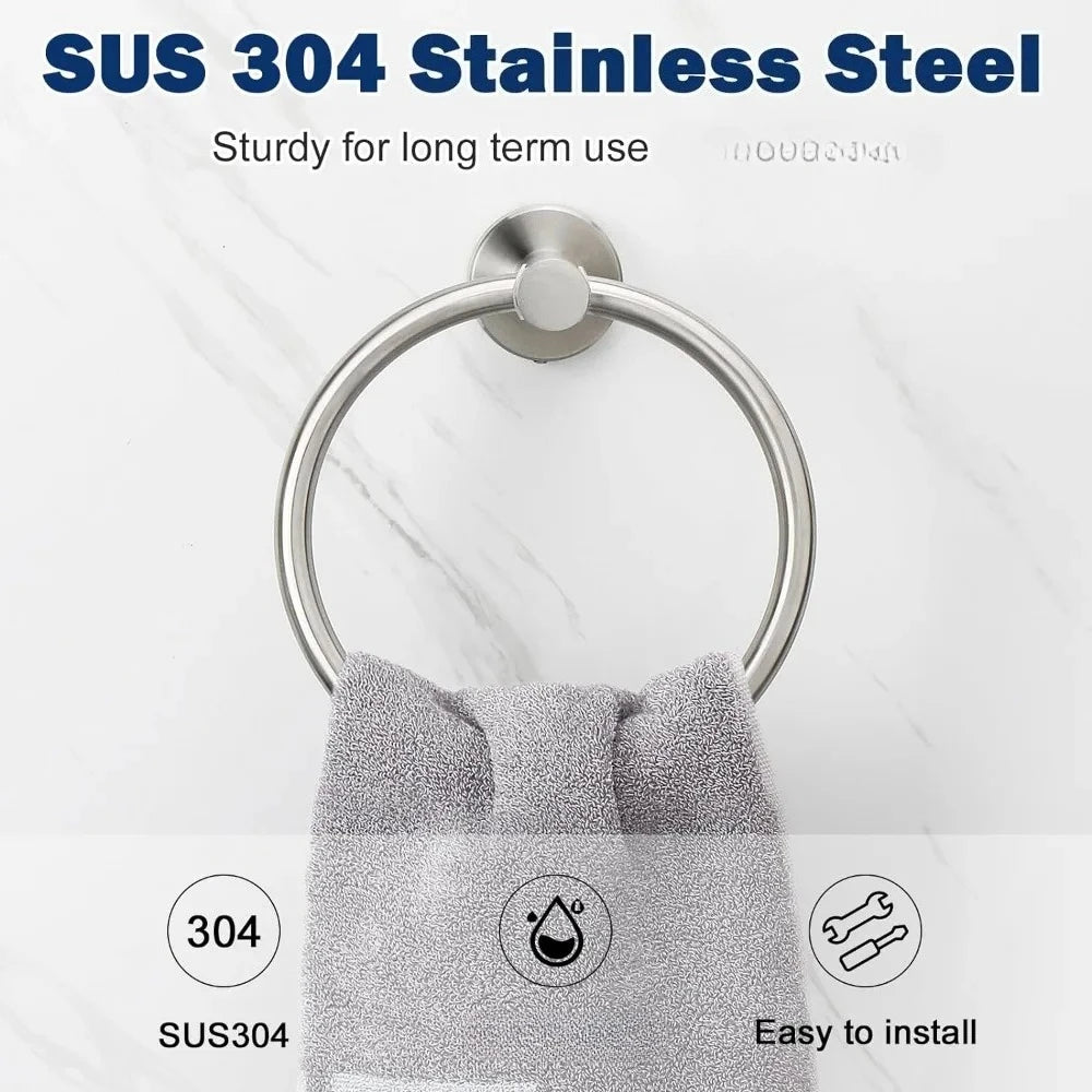 Bathroom Towel Ring Hook Hardware Storage Holder 304