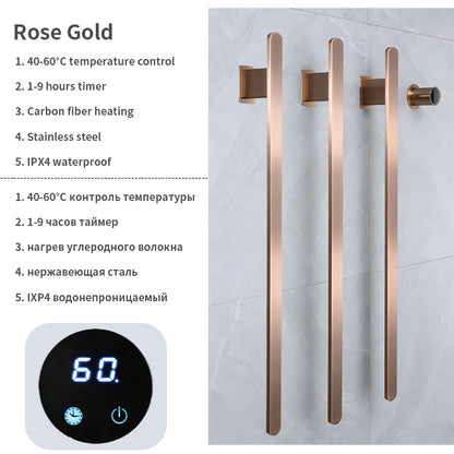Gold Vertical Heated Towel Rail Large Towels &
