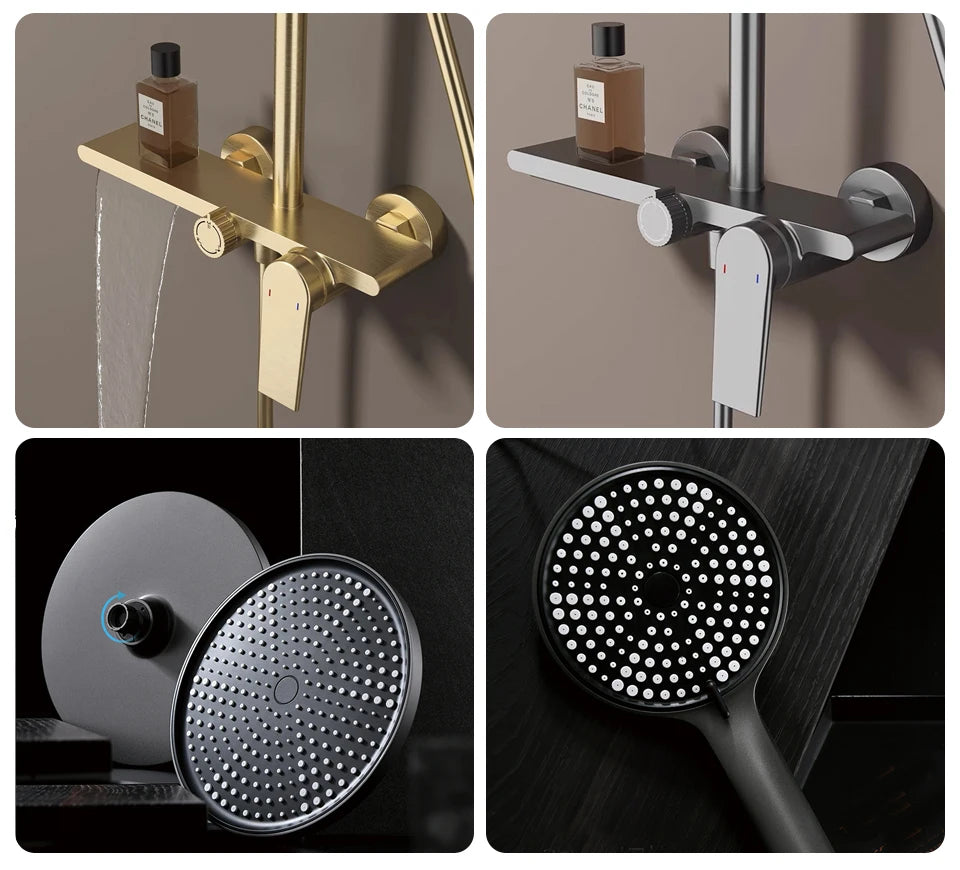 Bathroom Shower System Brushed Gold Cold Bathroom Faucet