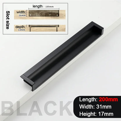 100-400mm Recessed Cabinet Drawer Pull Handle Bathroom Furniture