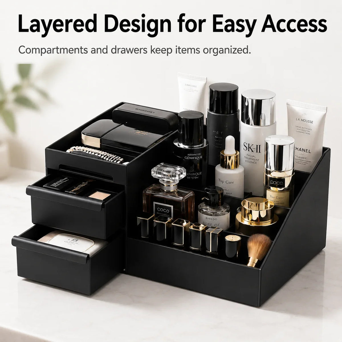 Desktop Makeup Organizer Box Drawers Small Items Jewelry