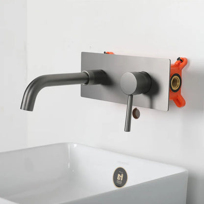 Modern Brass Wall Mount Bathroom Basin Faucet Hidden