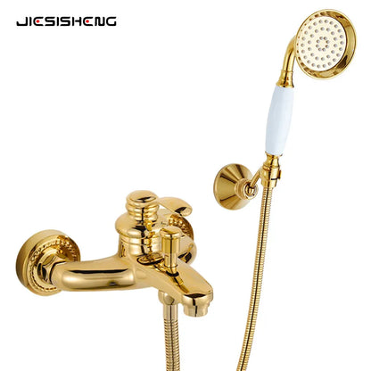 Brass Vintage Gold/Black Simple Shower Spray Handheld Shower