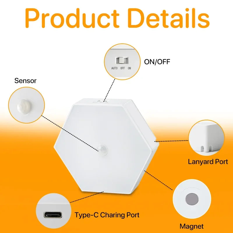 Rechargeable Led Closet Night Light Pir Motion Sensor