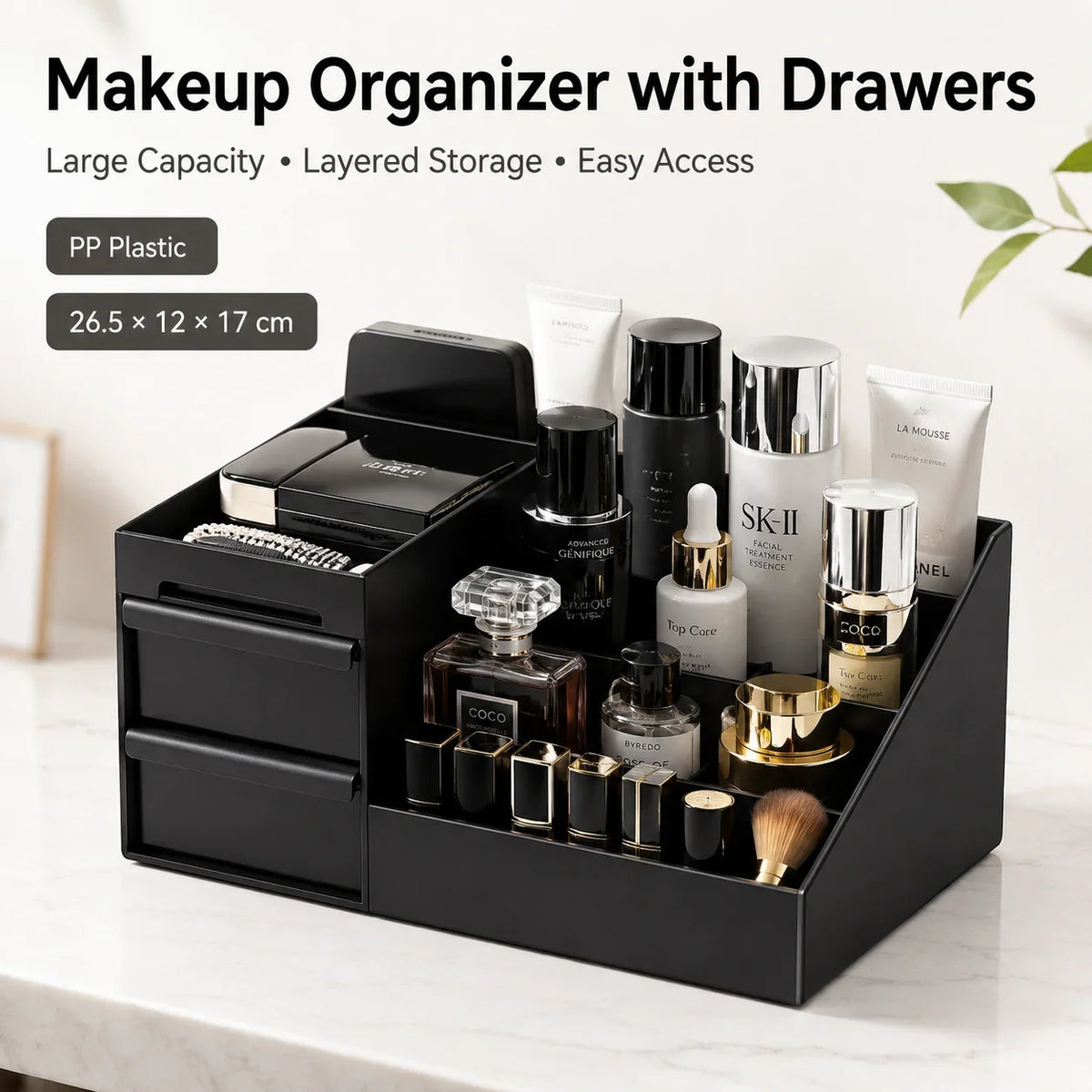 Desktop Makeup Organizer Box Drawers Small Items Jewelry