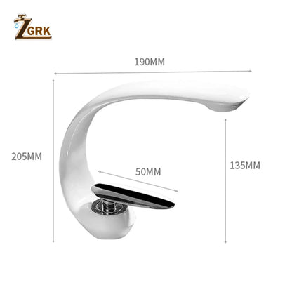 Creative Bathroom Sink Faucet Tap White Brass Wash