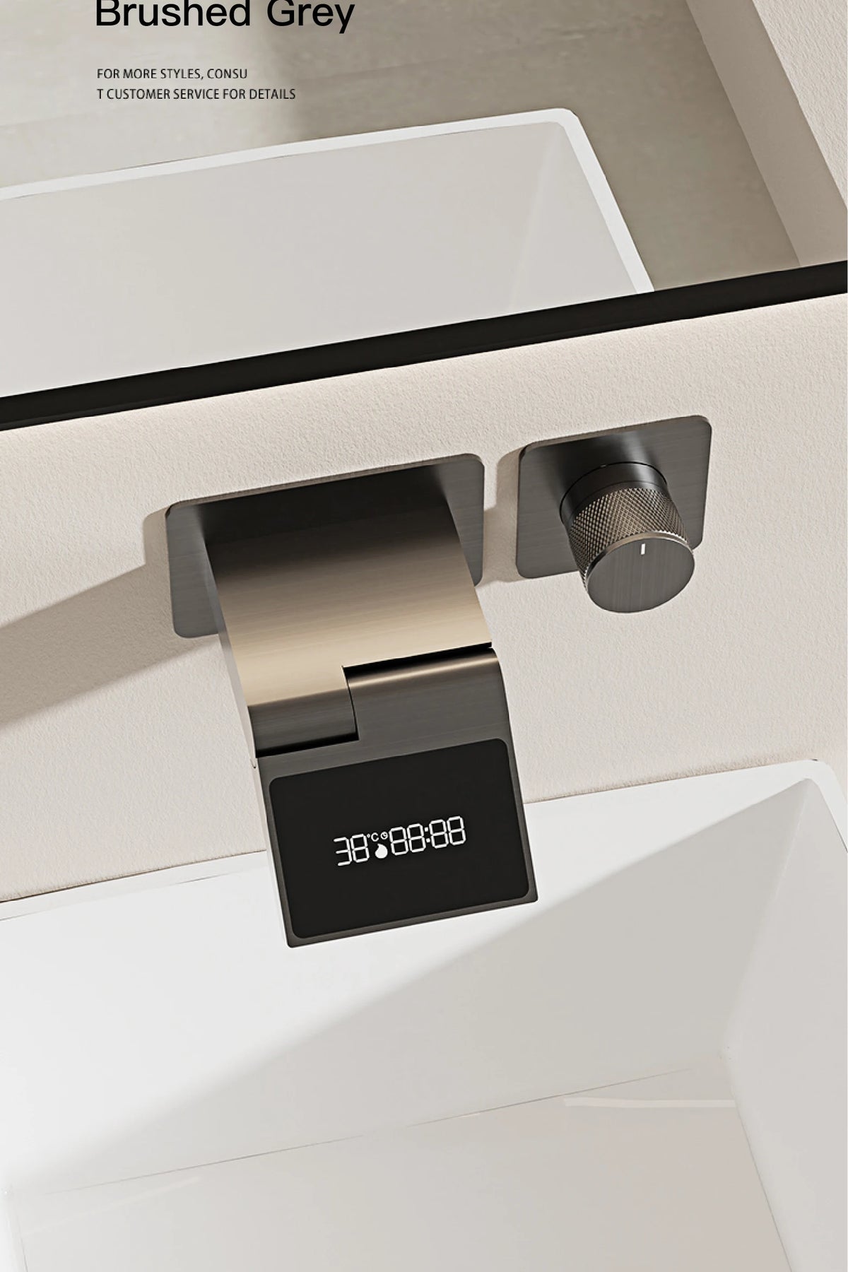 Intelligent Black Brass Bathroom Faucet Led Digital Display