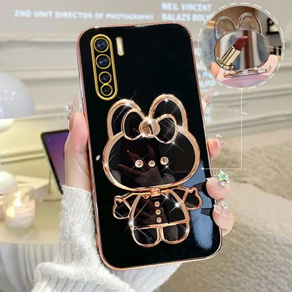 91 Makeup Mirror Cute Rabbit Phone Holder Case
