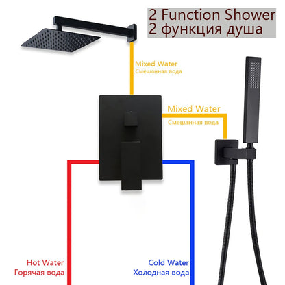 Luxury Brushed Gold/Black/Silver/Grey Hidden Bathroom Shower