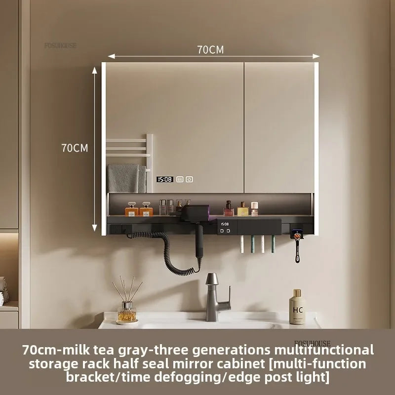 Smart Bathroom Mirror Storage Cabinet Light Bathroom Mirror