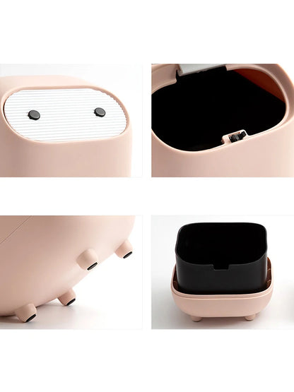 Mini Trash Can Lid Cute Ninja Desktop Trash
