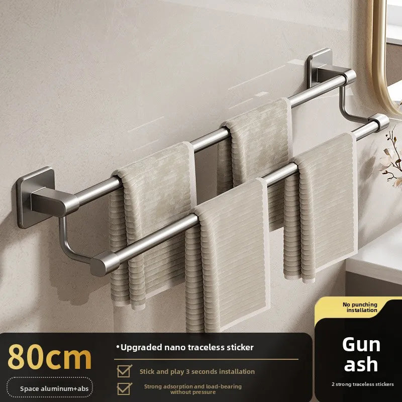 Adhesive Towel Rack 30-80cm Adjustable No Drill Bathroom