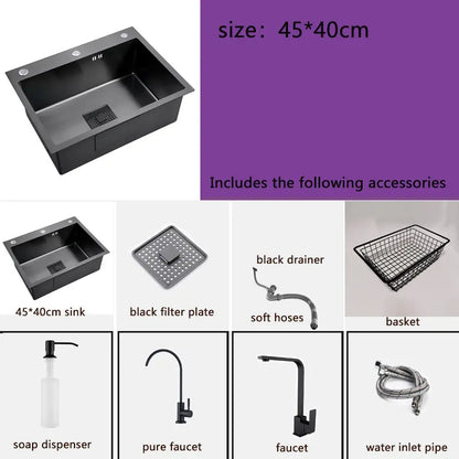 Black Sink 304 Stainless Steel Vegetable Washing Basin