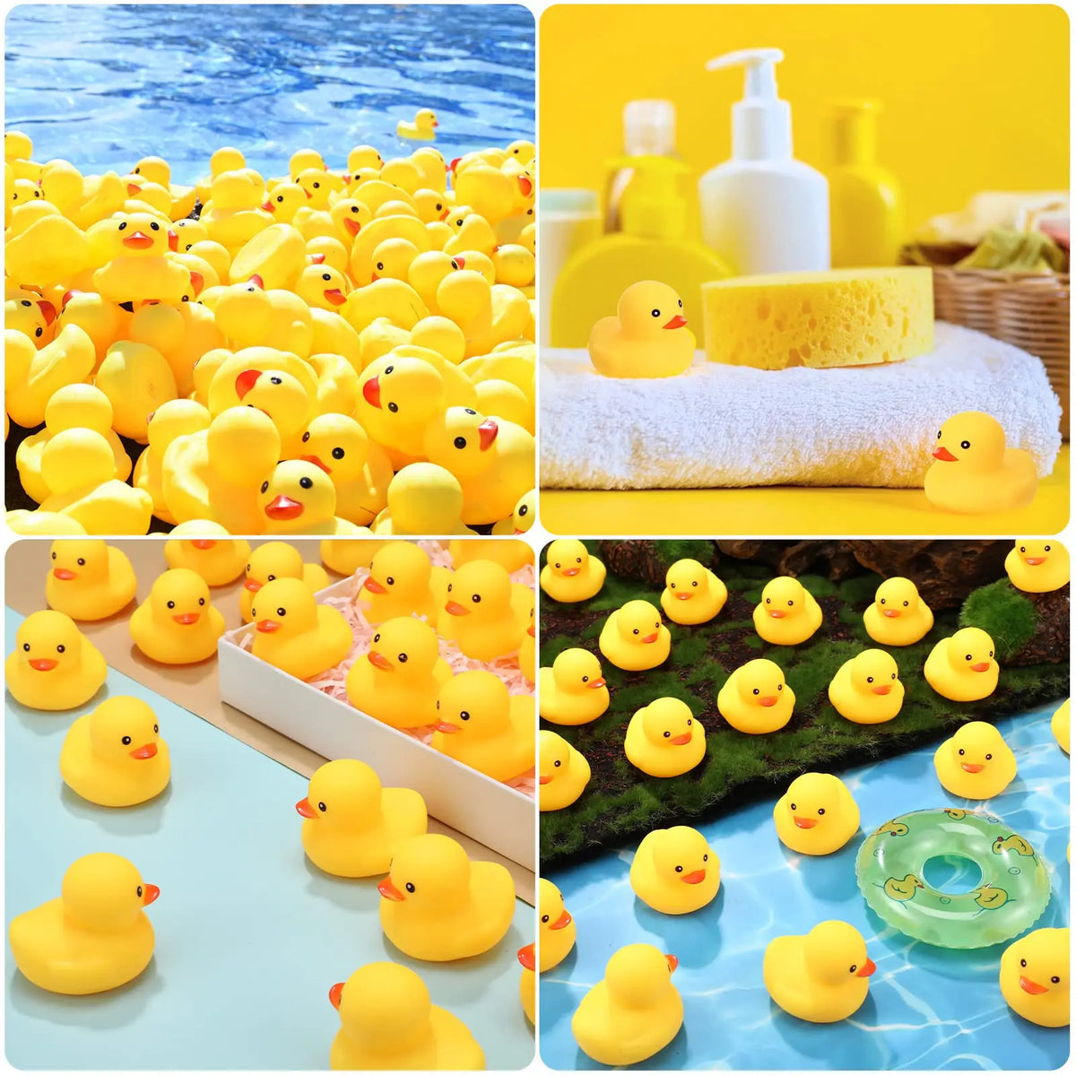 10-200pcs Yellow Rubber Duck Bath Toys Mini Squeak