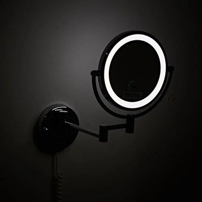 Bathroom Makeup Mirrors Black/Brushed Gold Brass Wall Extending