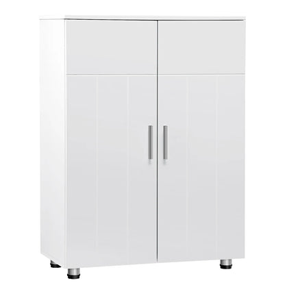 Eugad White Bathroom Cabinet Adjustable Shelves Doors
