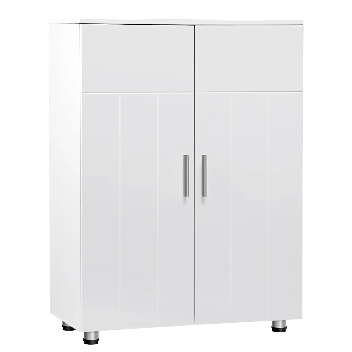 Eugad White Bathroom Cabinet Adjustable Shelves Doors