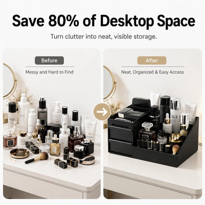 Desktop Makeup Organizer Box Drawers Small Items Jewelry