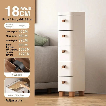 Narrow Multi-Layer Drawer Style Storage Cabinet Bathroom