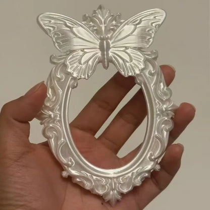 Black Butterfly Gothic Photo Frame Vintage Ornate Oval