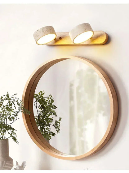 Rotatable Led Vanity Mirror Light Wabi Sabi Travertine