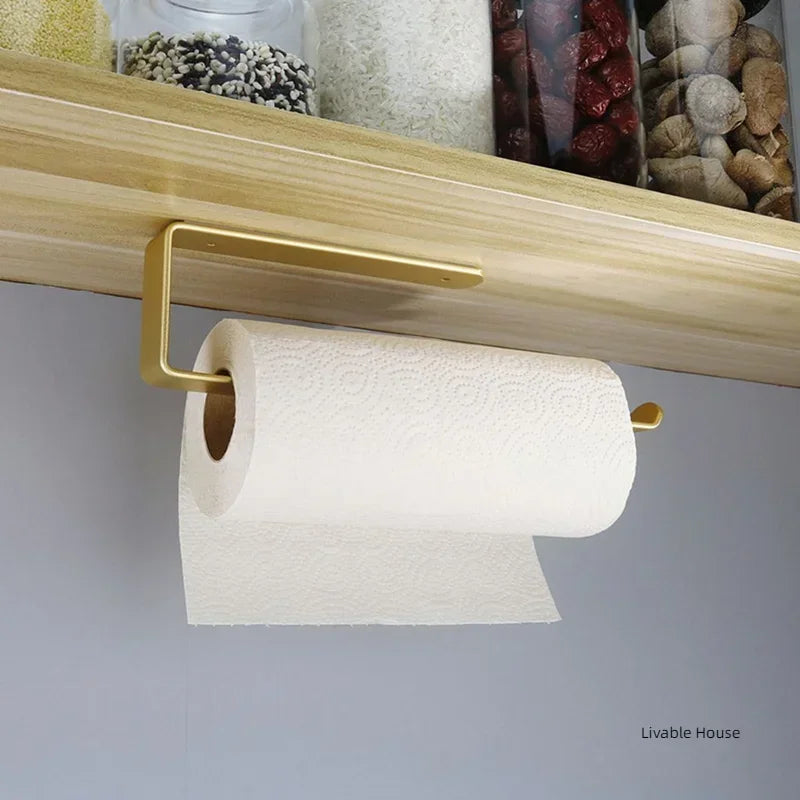 Towel Holder Bathroom Rack Bar Golden Roll Paper