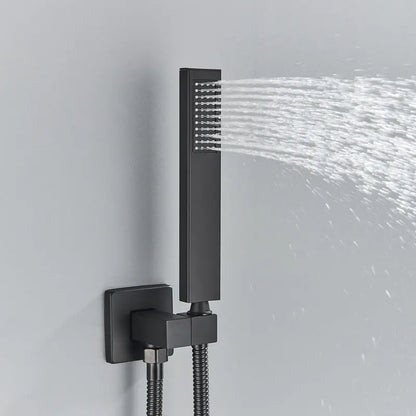 Matte Black Bathroom Shower Faucet Orange Box Rain