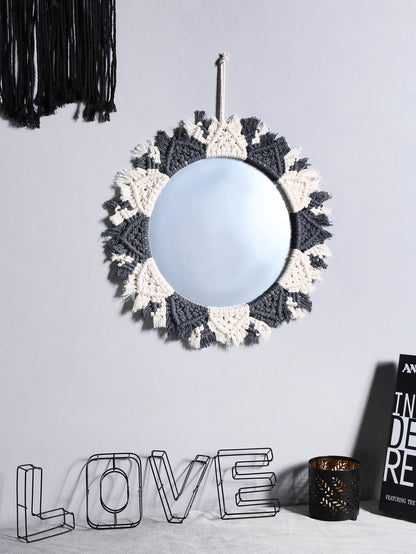 Boho Decorative Mirrors Macrame Round Mirror Aesthetic Room