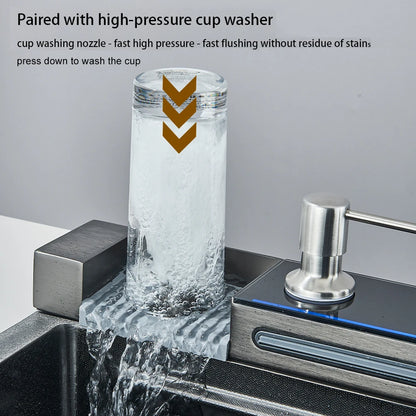 304 Stainless Steel Waterfall Sink Digital Display Large