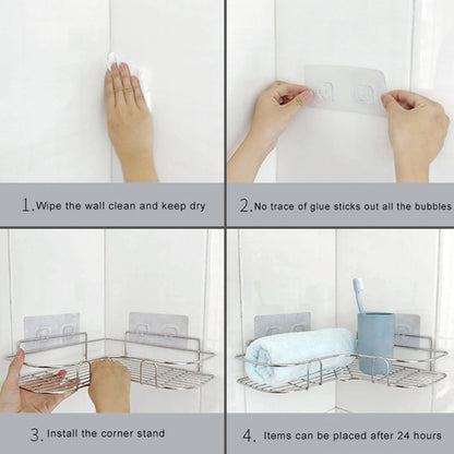 Triangular Restroom Shower Rack Solid Shelf One Layer