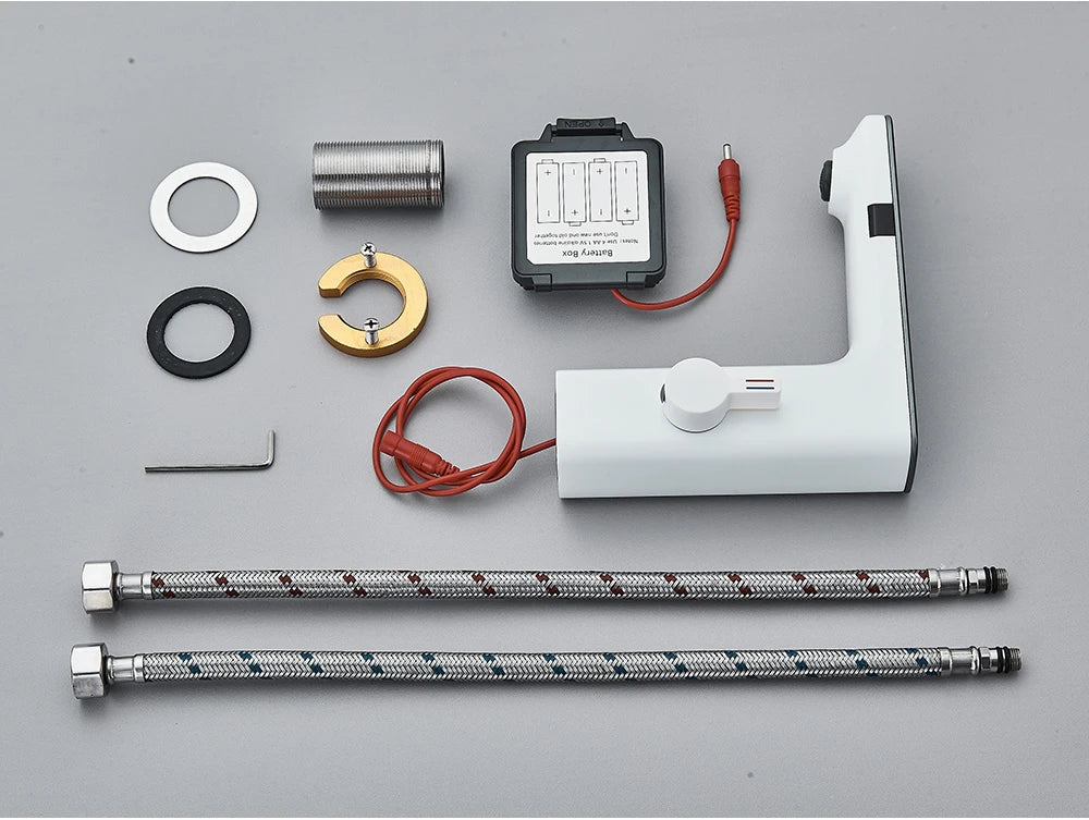 White Chrome Smart Sensor Basin Faucet Screen Digital