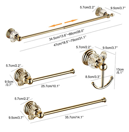 Ellen Golden Crystal Bathroom Hardware Adjust Towel Rack